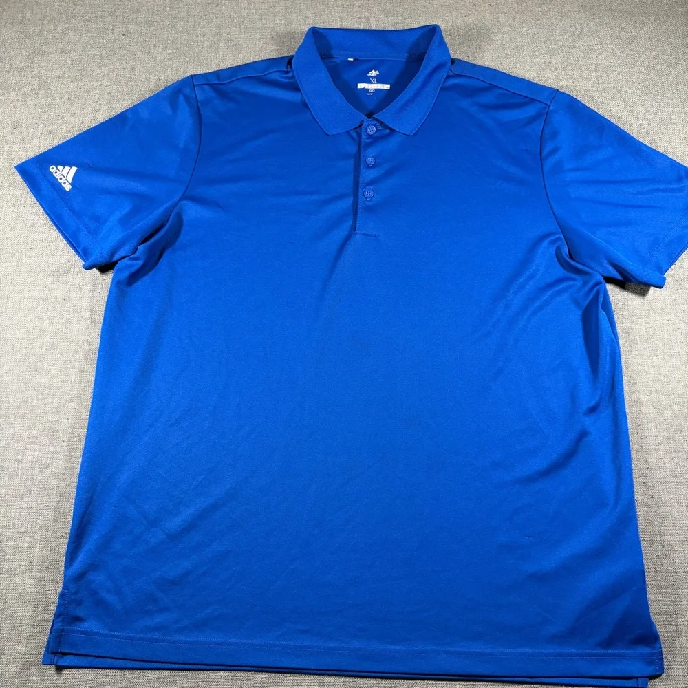 Adidas Polo Shirt Mens XL Blue Short Sleeve Performance Golf‎ Athletic Top